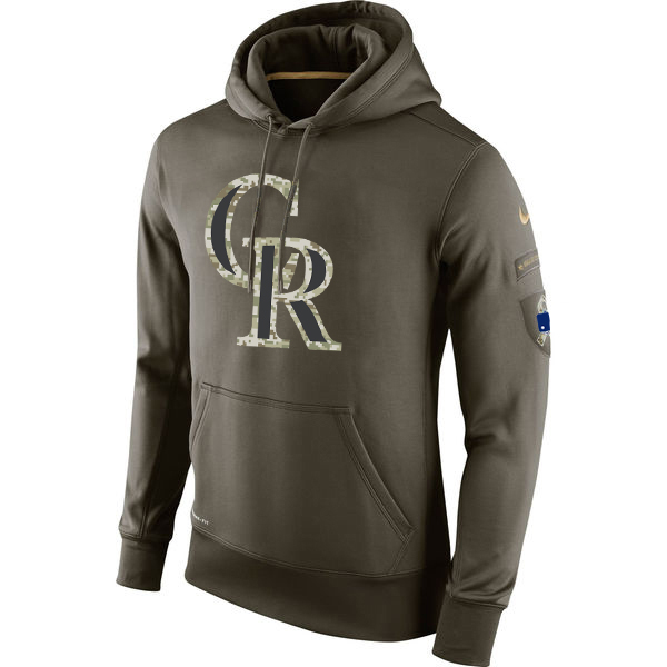 MLB Men Colorado Rockies Nike Olive Salute To Service KO Performance Hoodie Green->colorado rockies->MLB Jersey